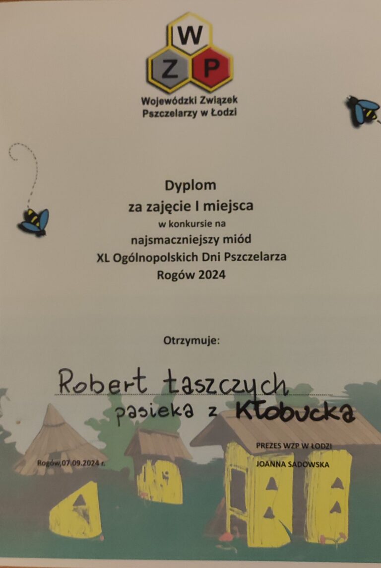 Pasieka Łaszczych z Kłobucka triumfuje: Miód gryczany zdobywa złoto na Ogólnopolskich Dniach Pszczelarza w Rogowie 2024